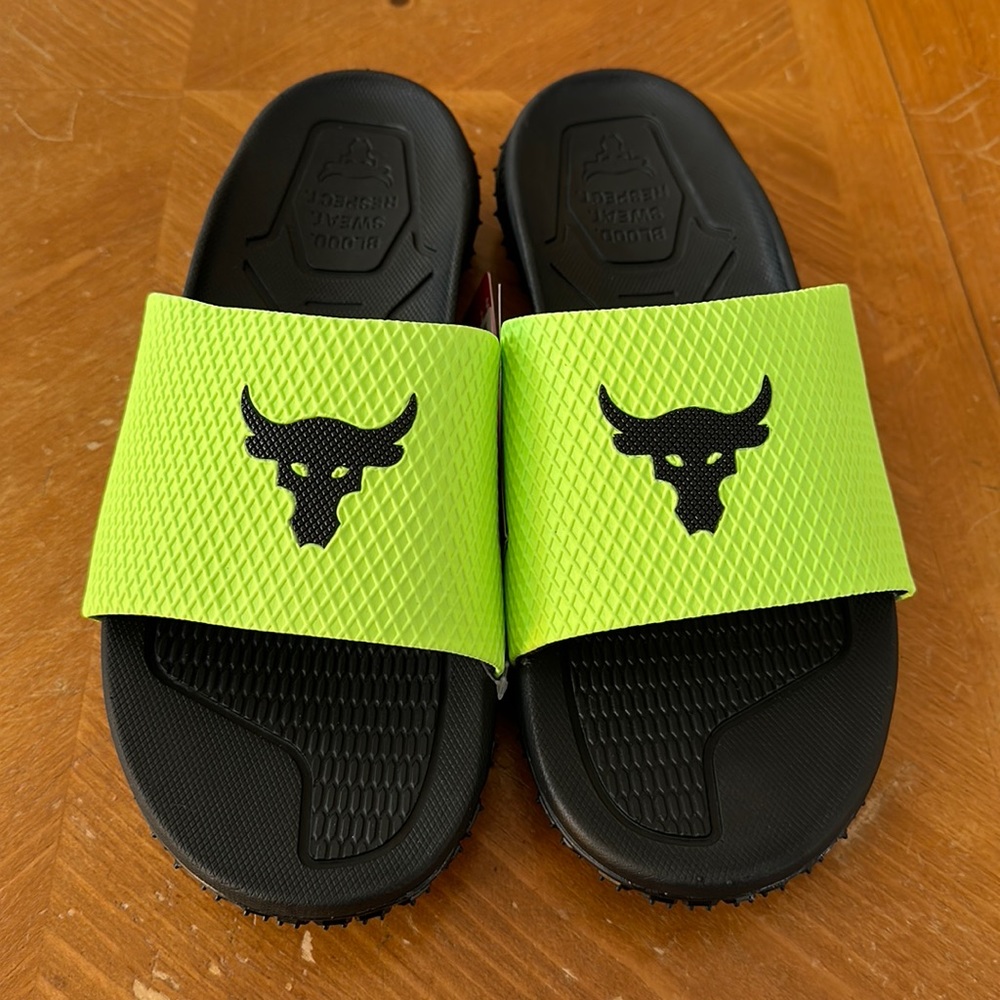 Men’s Under Armour Project Rock Slides Michelin Charged Cushioning Black / Green